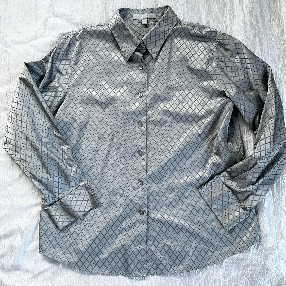 Foxcroft Women's Silver Patterned Blouse - image 2